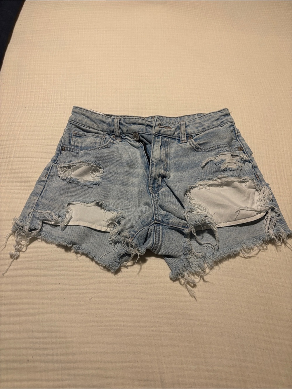 AE Light Blue Distressed Denim Jean Shorts